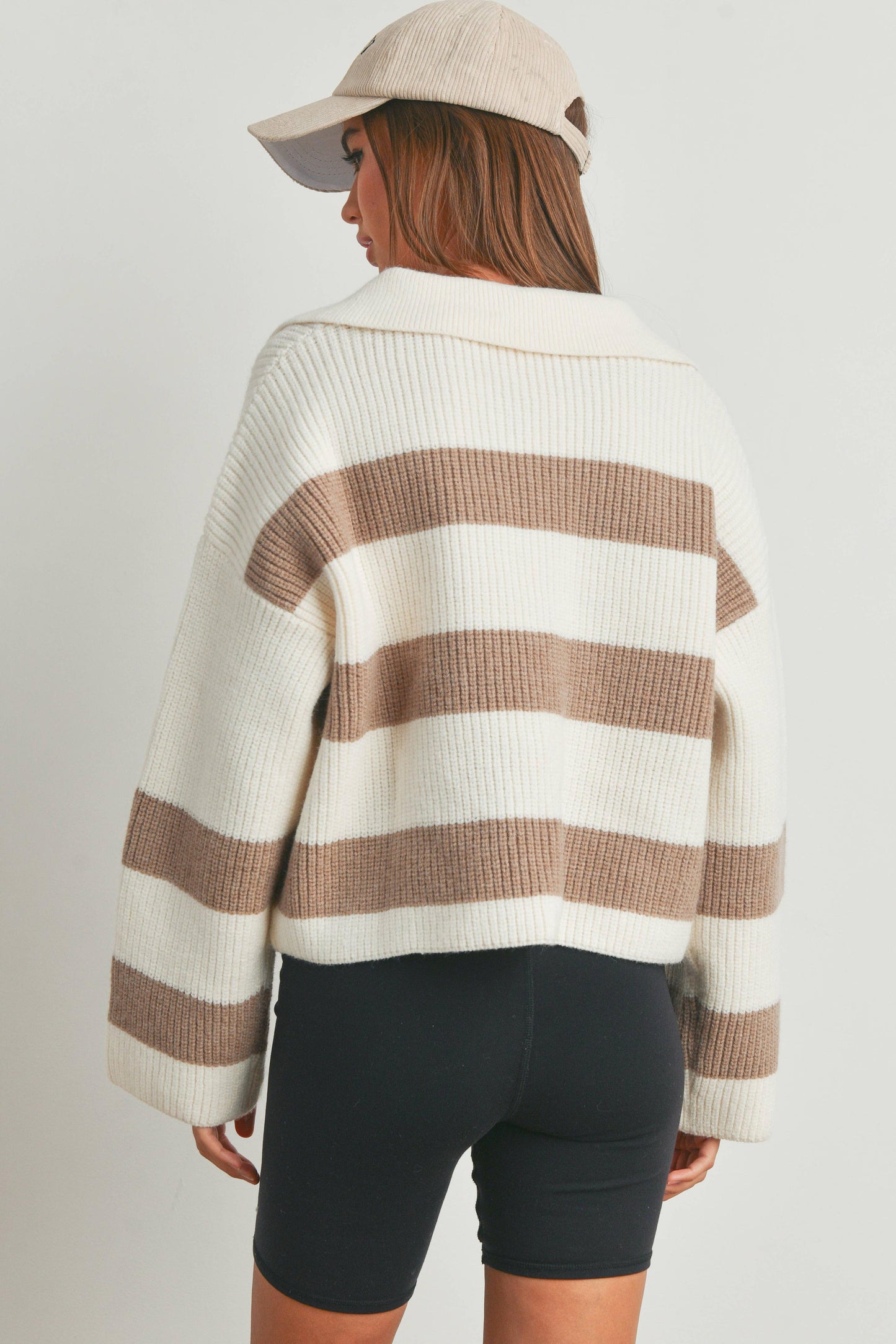 Sunny Striped Sweater | Ivory + Taupe