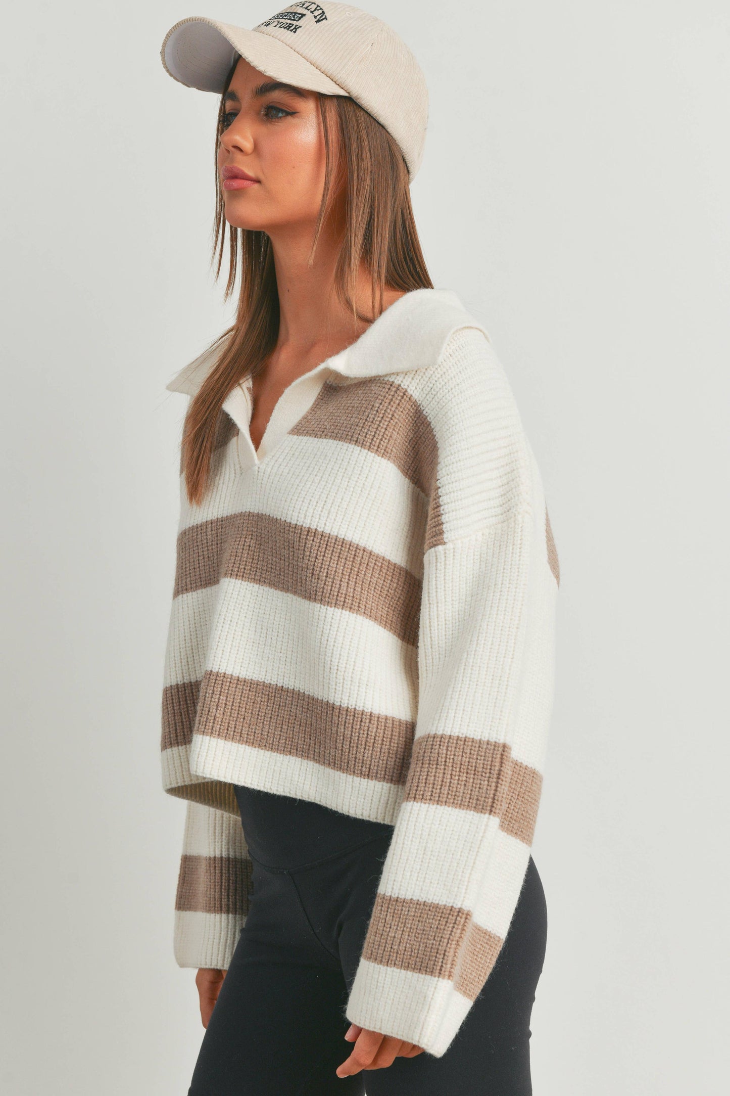 Sunny Striped Sweater | Ivory + Taupe
