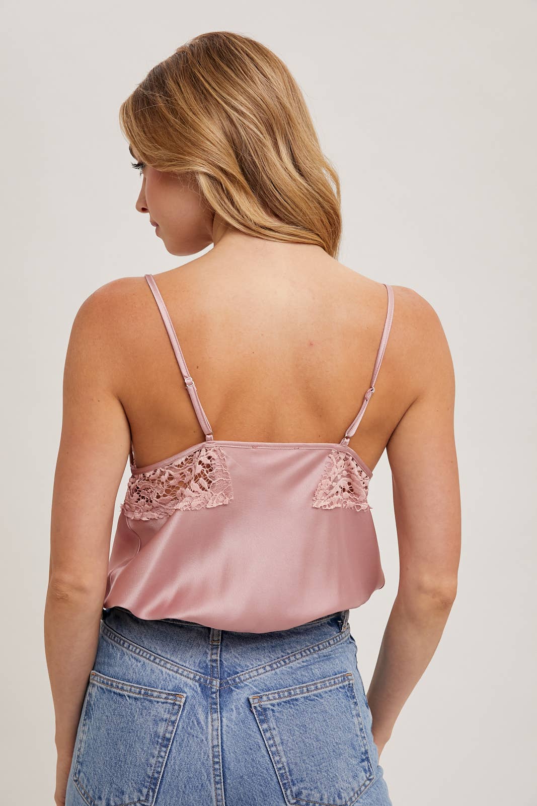 Sylvie Silky Lace Trim Camisole | Mushroom