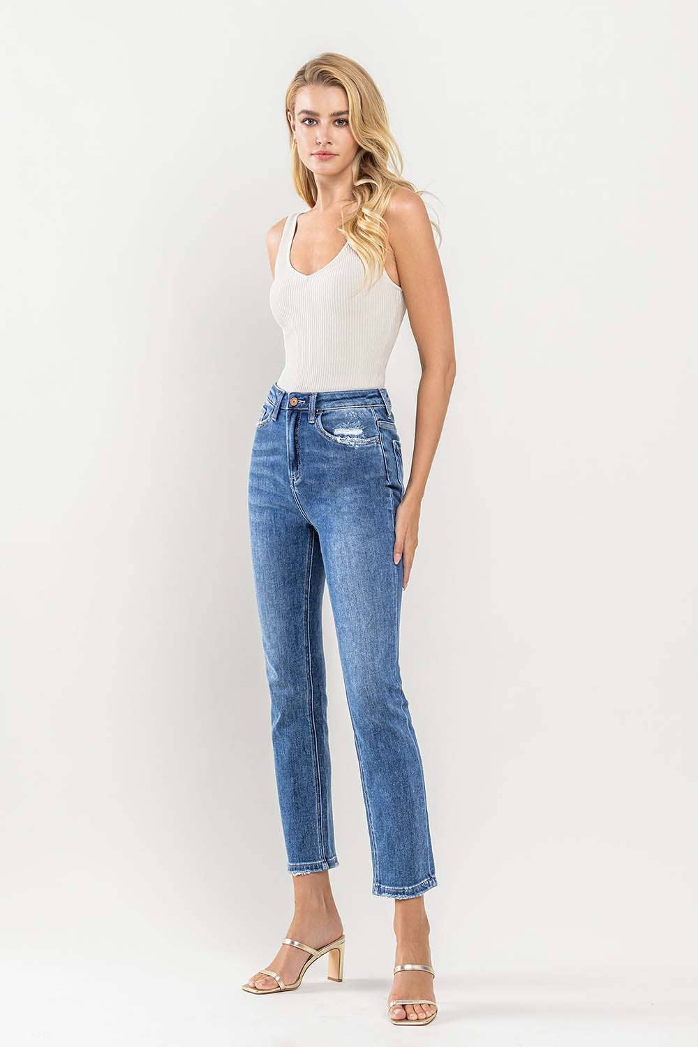 VERVET by Flying Monkey Super High Rise Ankle Slim Straight Jeans
