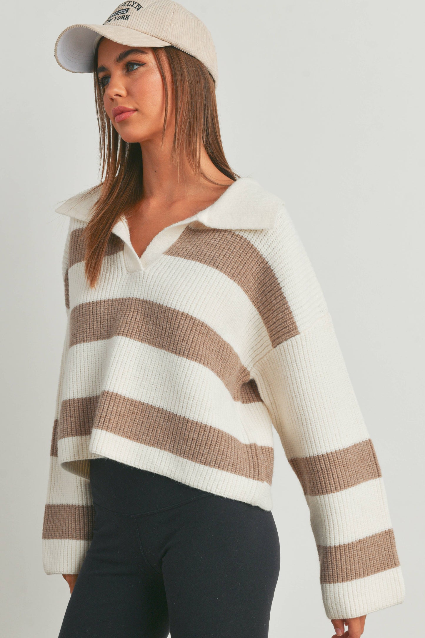 Sunny Striped Sweater | Ivory + Taupe