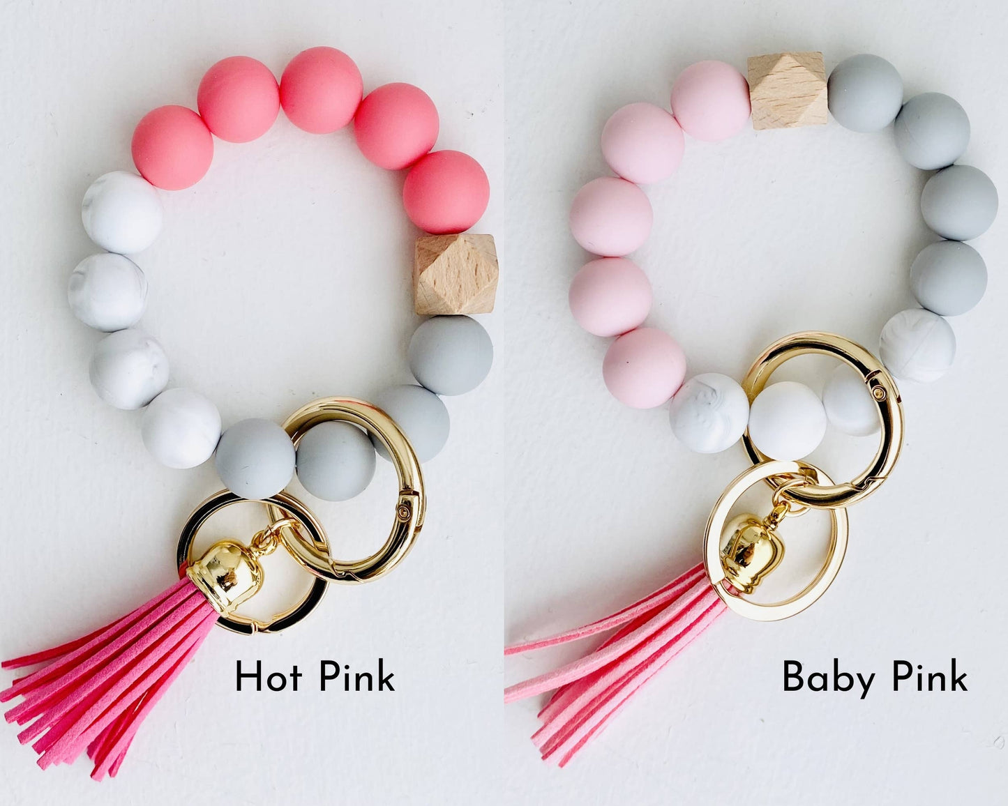 Bangle Keychain | Silicone Wristlet Key Ring | Bead Bracelet: Lavender Purple