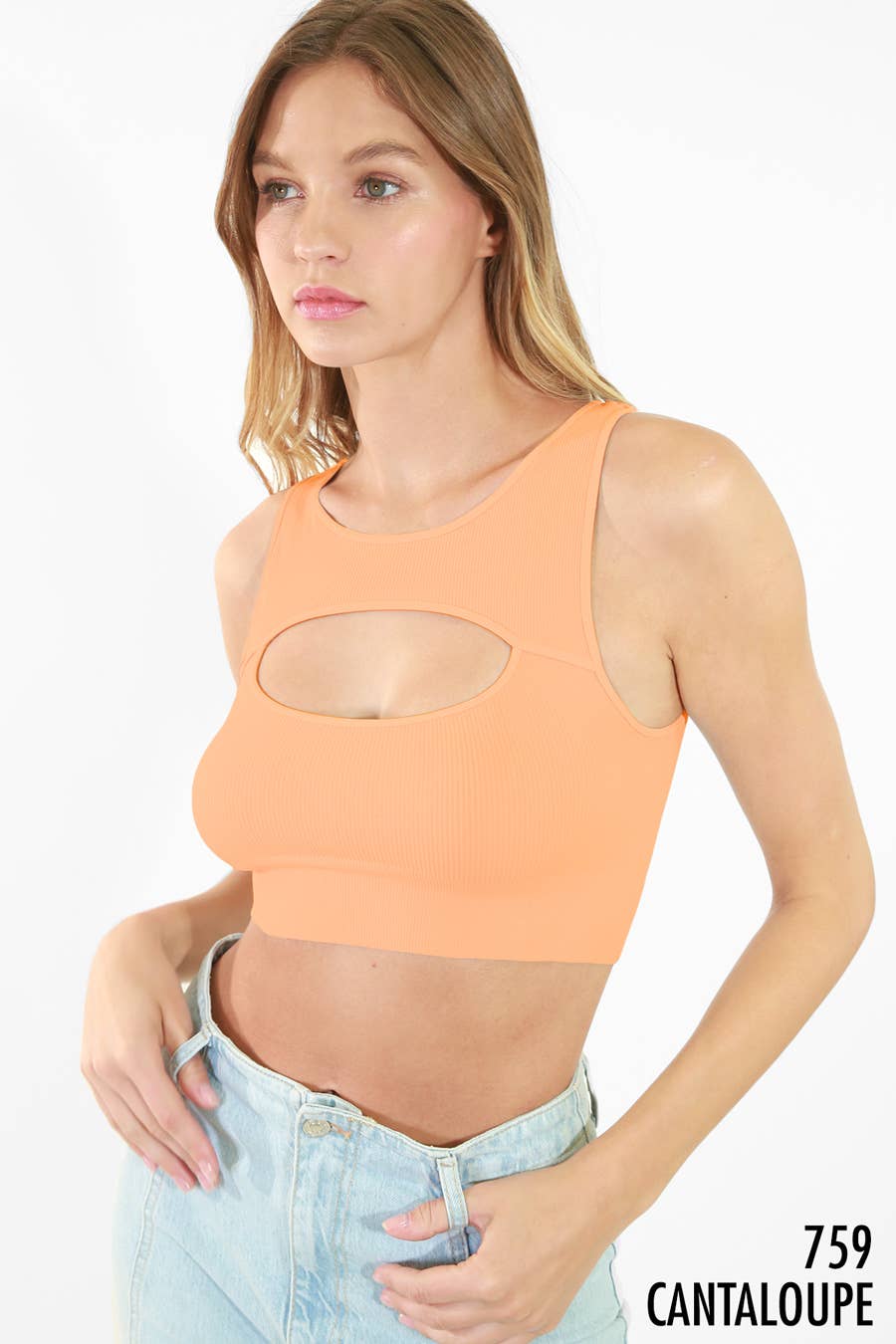 Ribbed Cutout Bra Top | Cognac