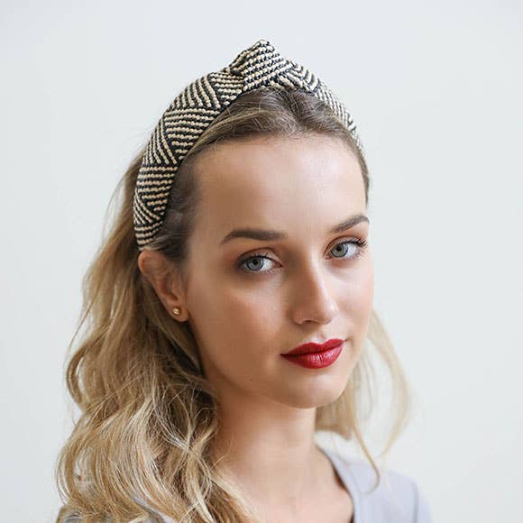Bohemian Straw Rattan Knotted Headband | Natural