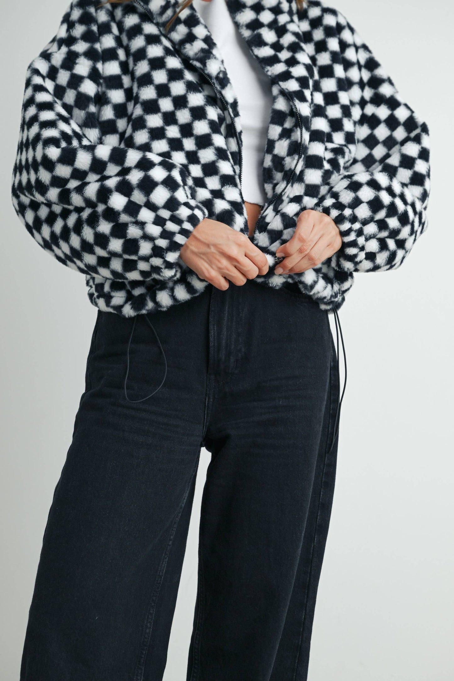 Cozy Checkered Teddy Jacket | TAUPE