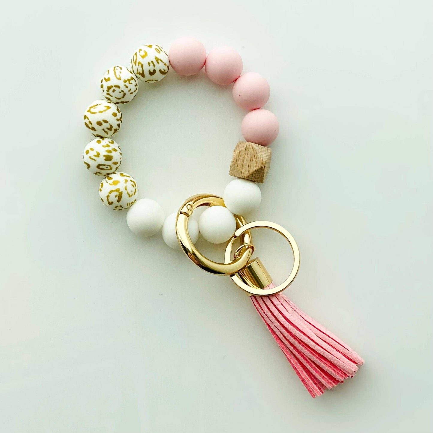 Bangle Keychain | Silicone Wristlet Key Ring | Bead Bracelet: Lavender Purple