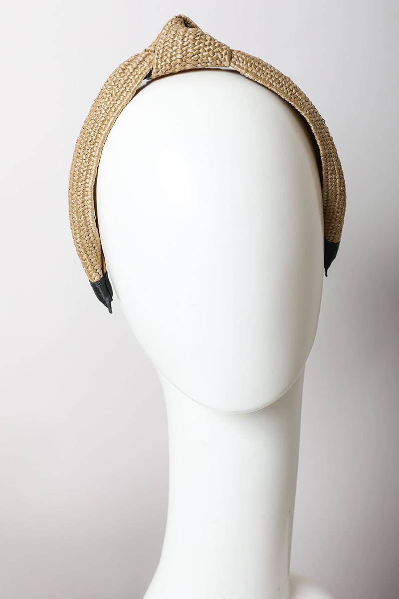 Bohemian Straw Rattan Knotted Headband | Ivory