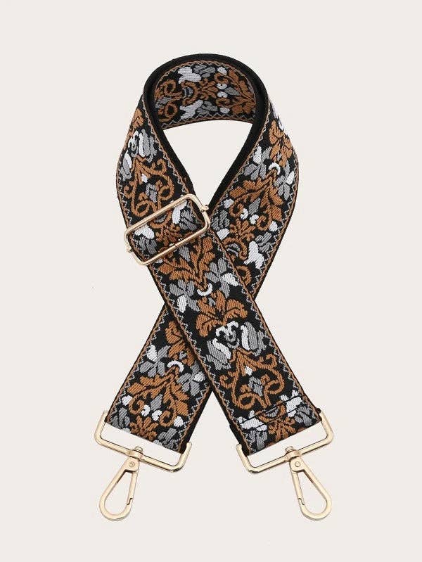 Boho Adjustable Women's Handbag Guitar Strap | Tan + Black