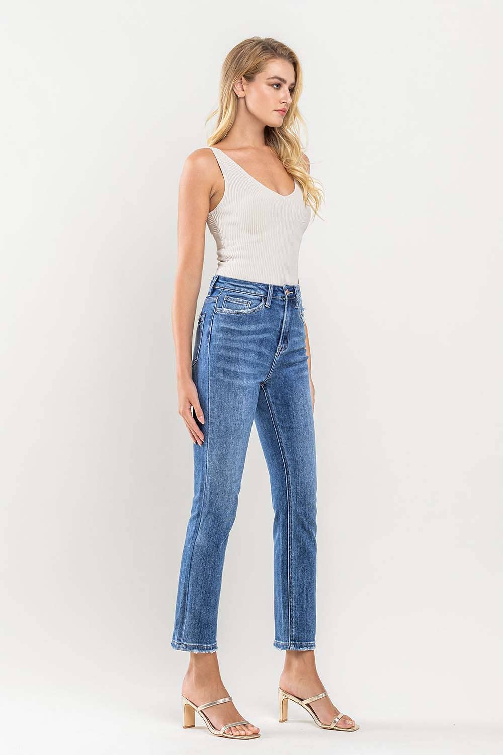 VERVET by Flying Monkey Super High Rise Ankle Slim Straight Jeans