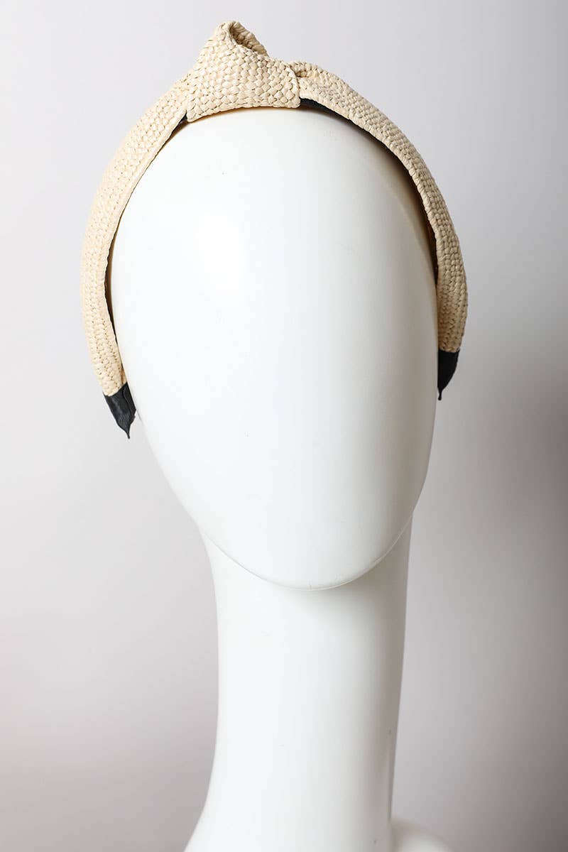 Bohemian Straw Rattan Knotted Headband | Natural