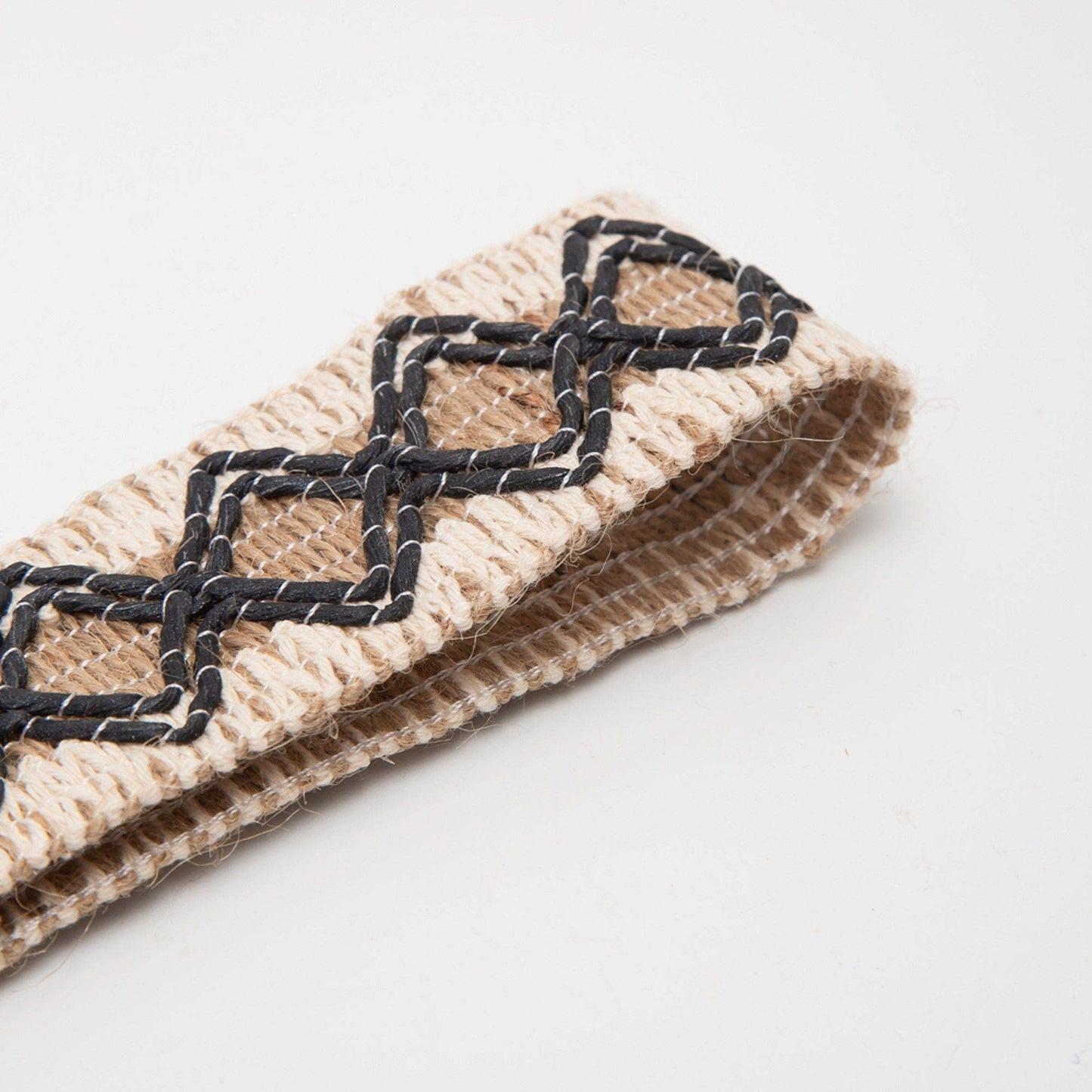 Wave Pattern Straw Wristband/Key Chain | Beige Brown