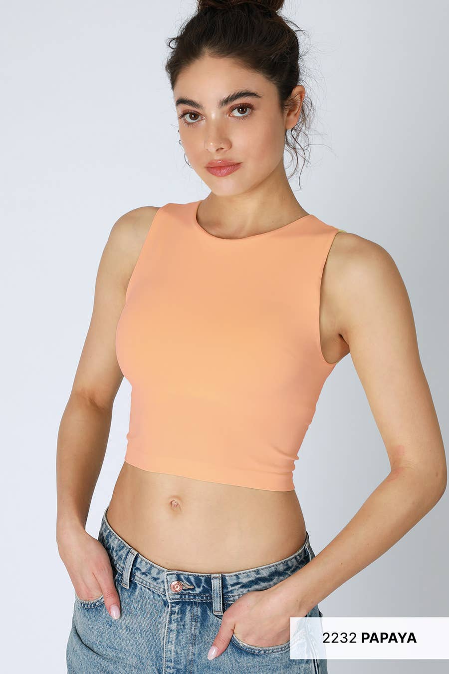 Clean Line Crew Neck Crop Top | Pistachio Cream