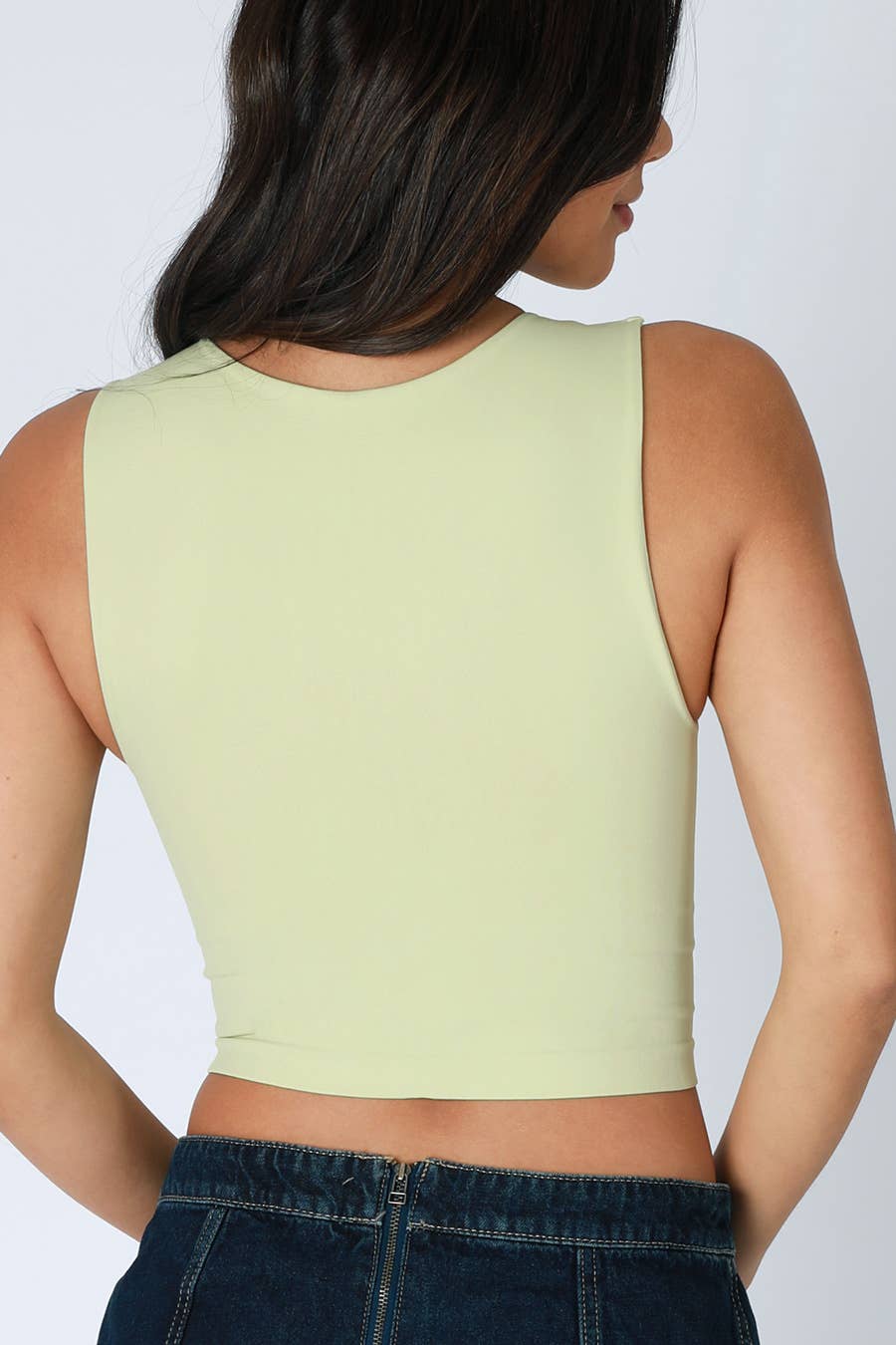 Clean Line Crew Neck Crop Top | White
