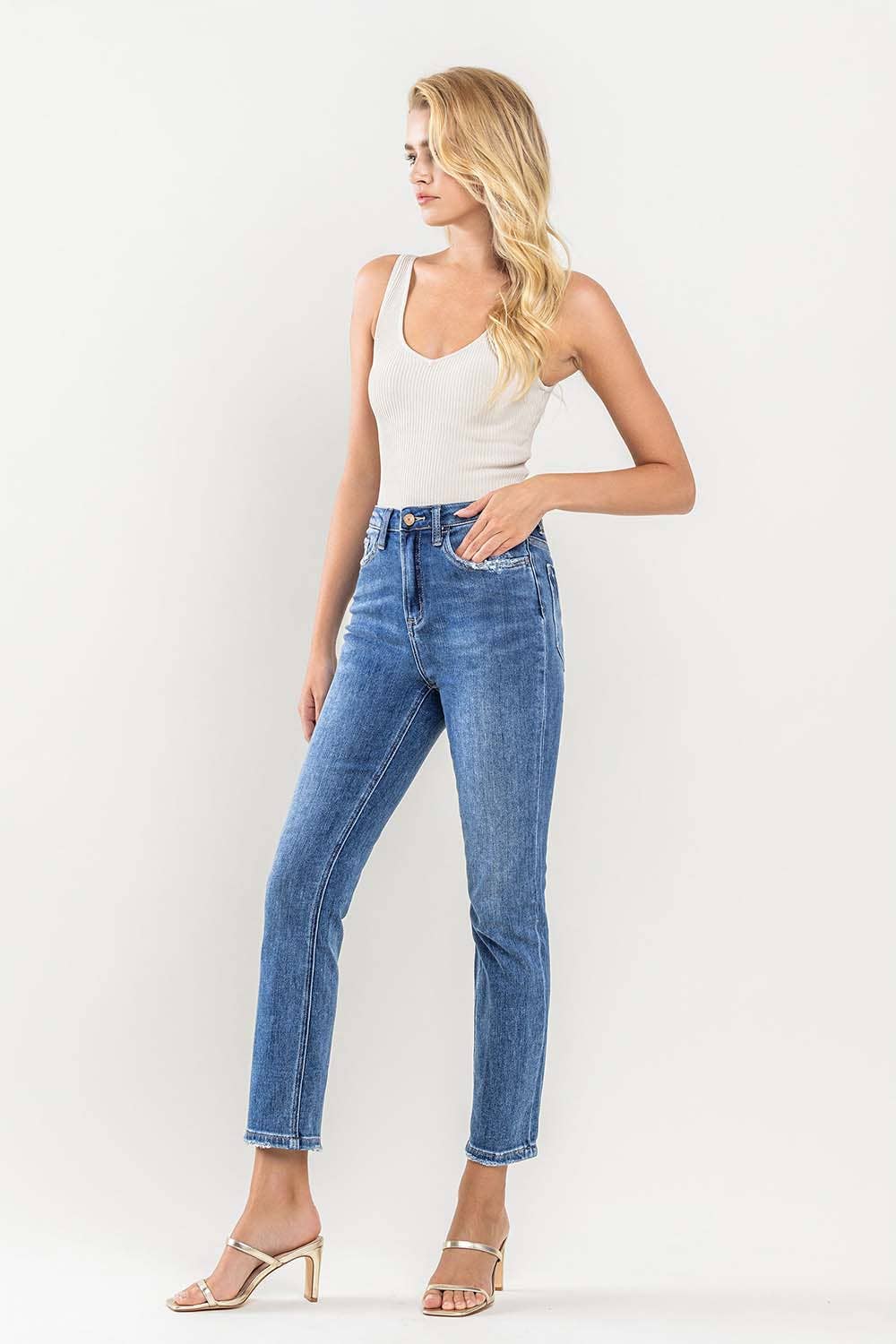 VERVET by Flying Monkey Super High Rise Ankle Slim Straight Jeans