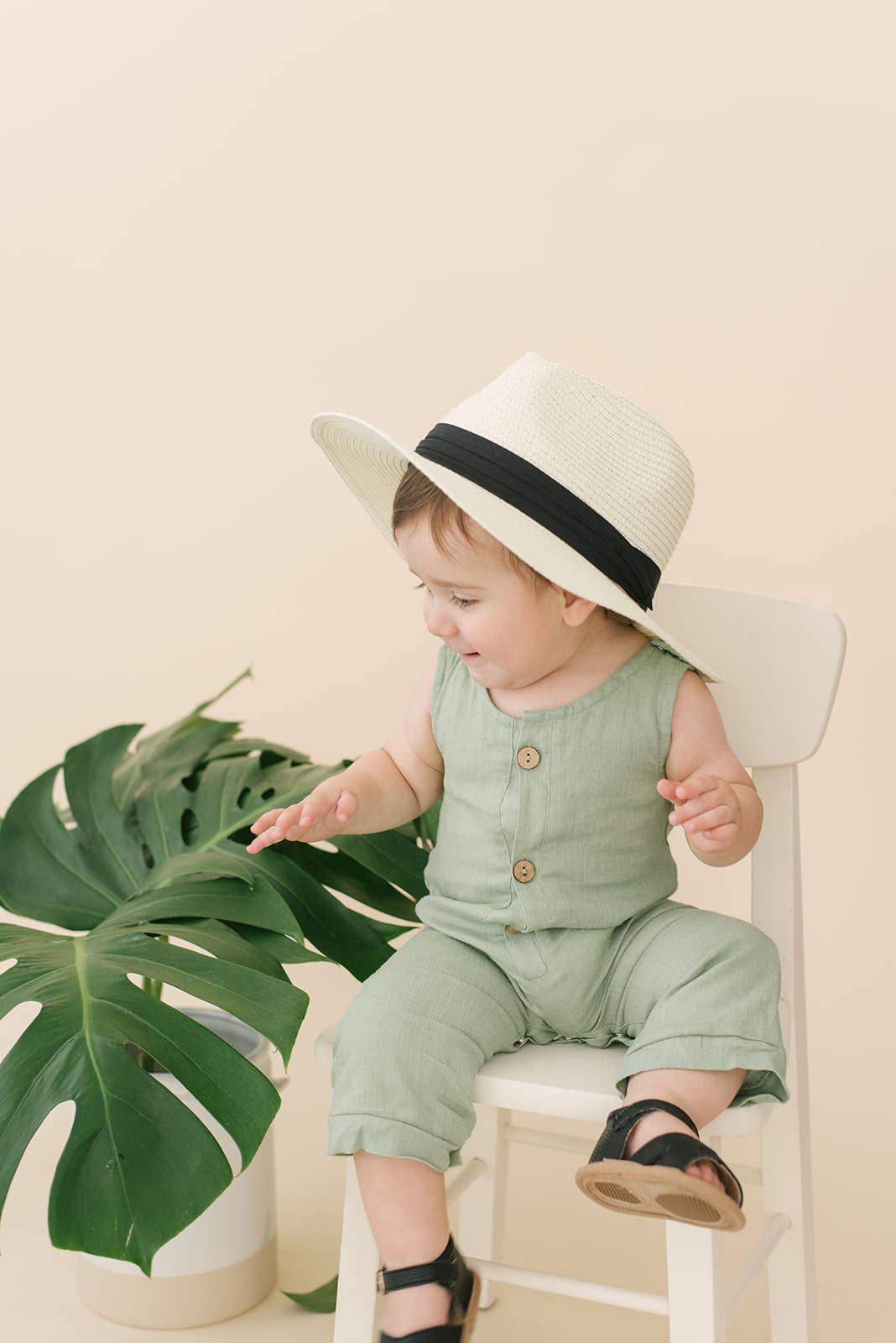 Betty Black Split-Soled Leather Baby Sandals