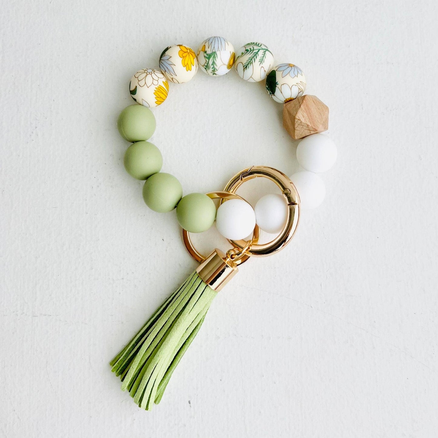 Bangle Keychain | Silicone Wristlet Key Ring | Bead Bracelet: Lavender Purple