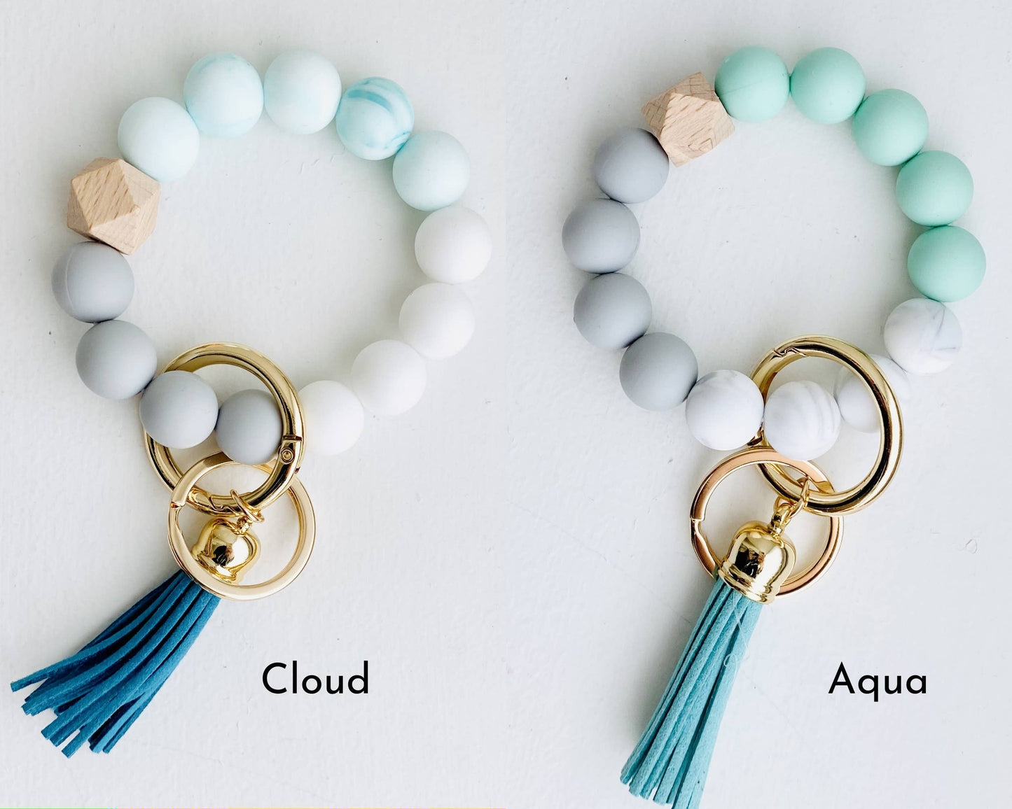 Bangle Keychain | Silicone Wristlet Key Ring | Bead Bracelet: Lavender Purple