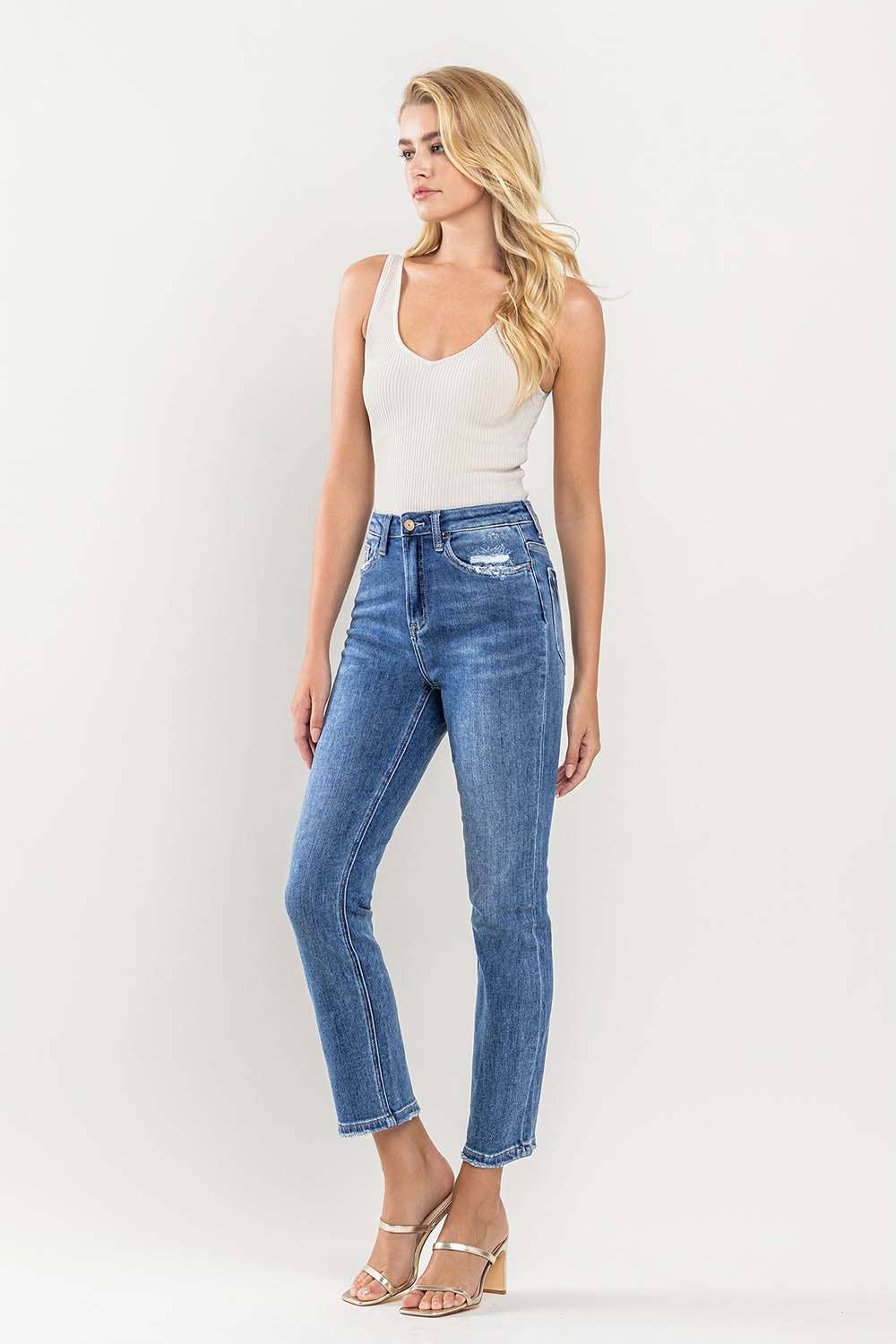 VERVET by Flying Monkey Super High Rise Ankle Slim Straight Jeans