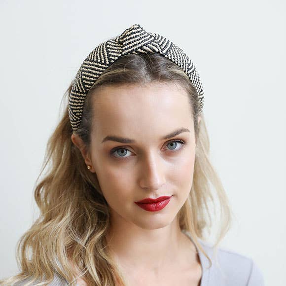 Bohemian Straw Rattan Knotted Headband | Ivory