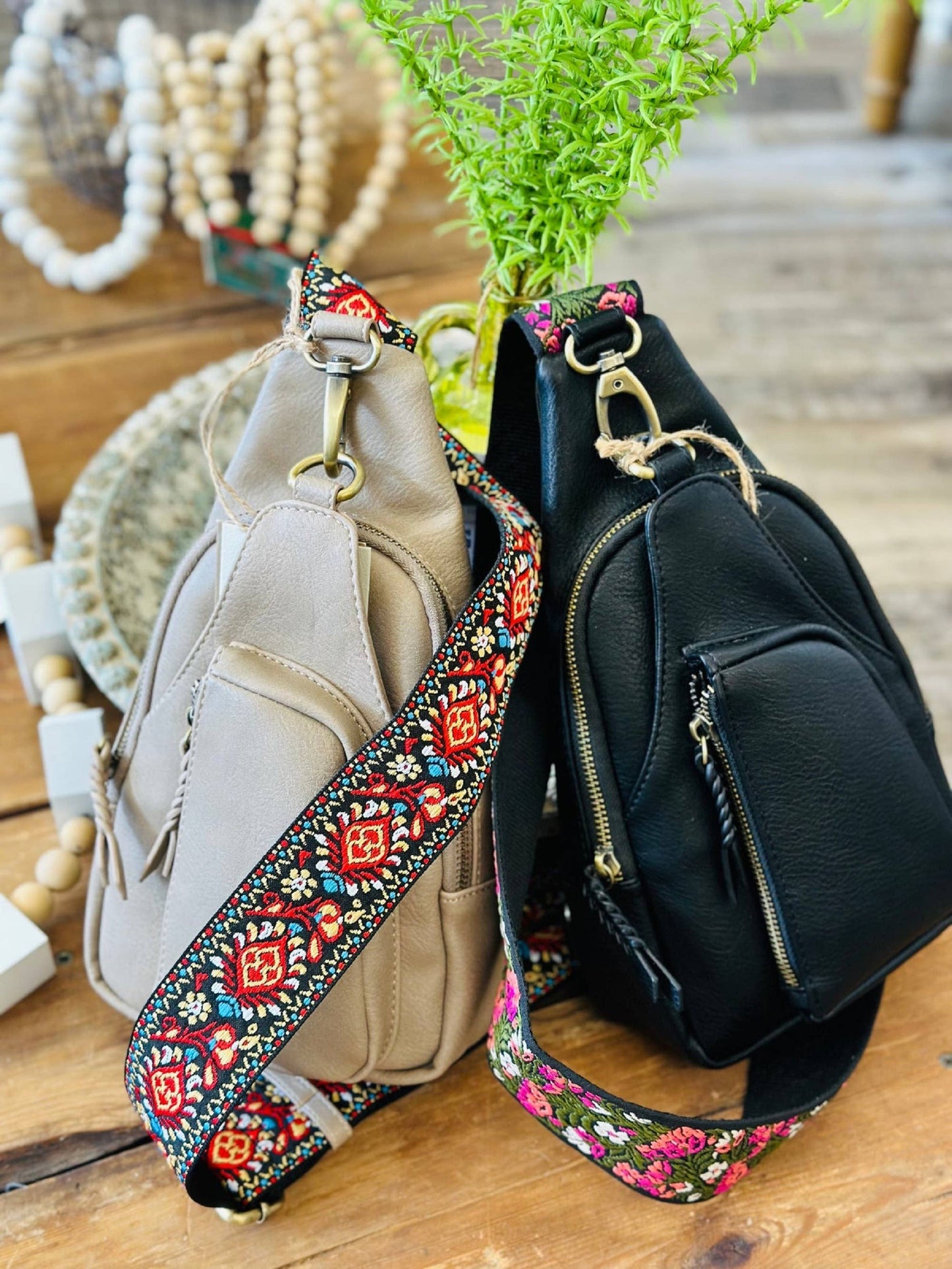 Zoey Boho Sling Bag with Guitar Strap | Green