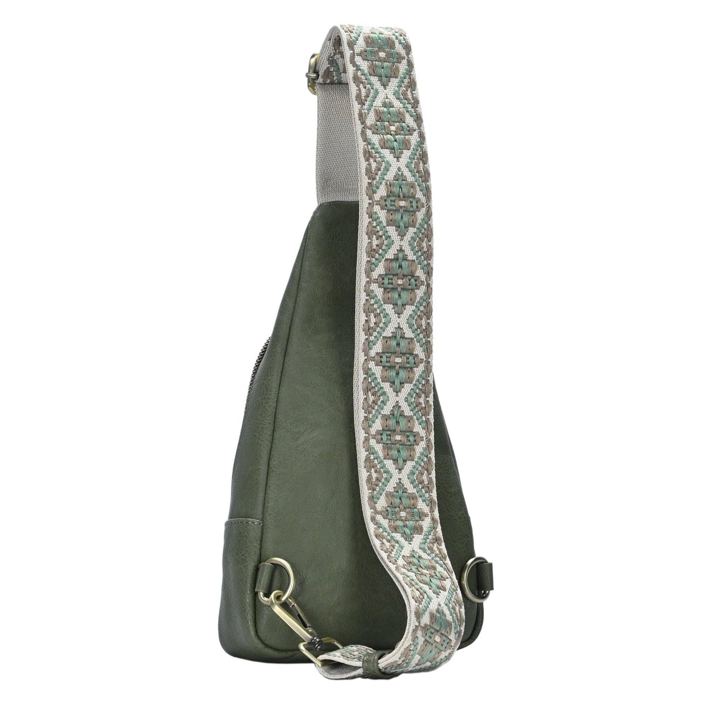 Zoey Boho Sling Bag with Guitar Strap | Green