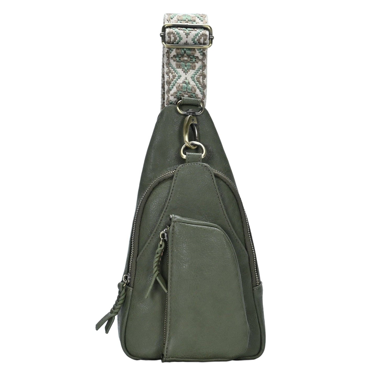 Zoey Boho Sling Bag with Guitar Strap | Green
