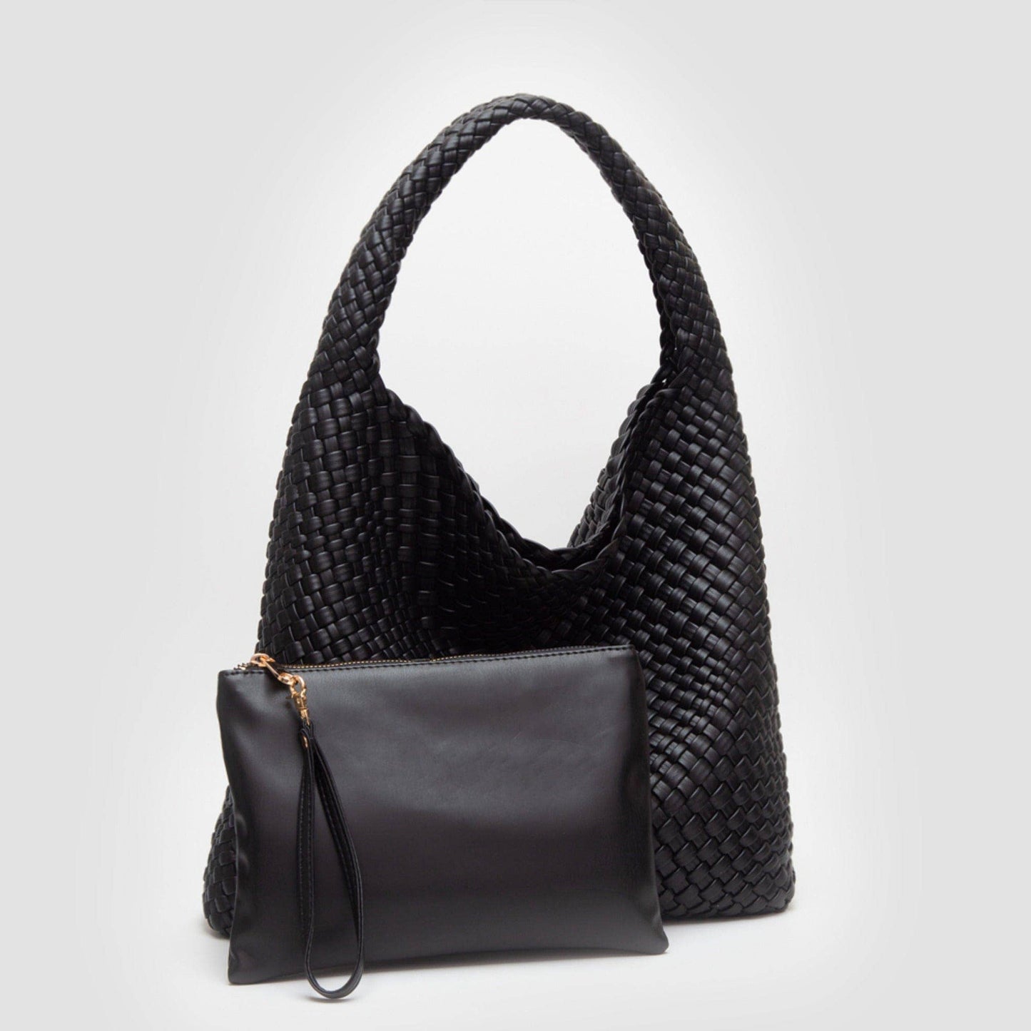 Tiara Woven Hobo Tote Bag With Pouch | Tan