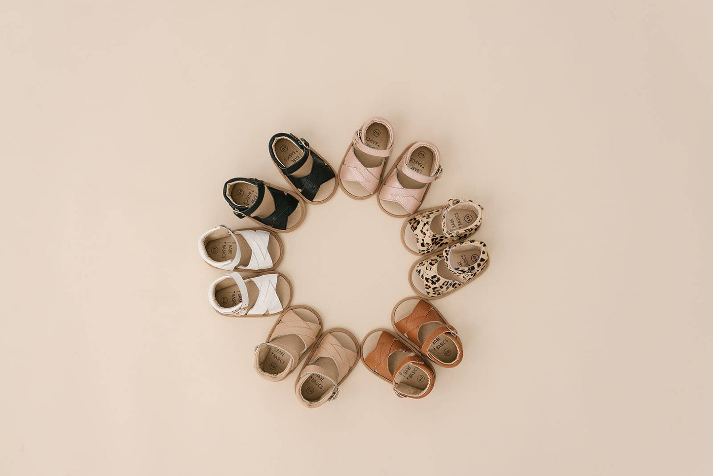 Betty Black Split-Soled Leather Baby Sandals
