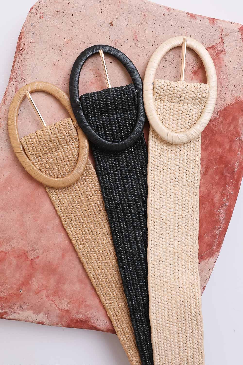 Raffia Oval Buckle Belt - Eco Chic | Natural
