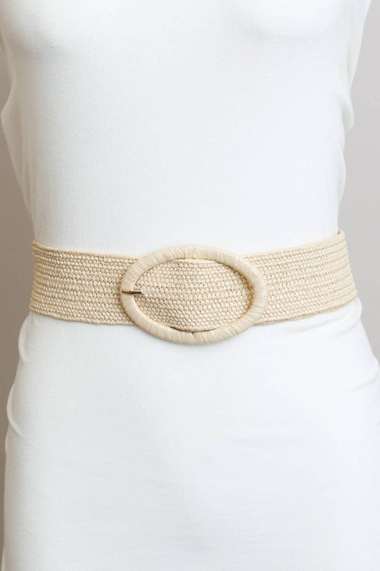 Raffia Oval Buckle Belt - Eco Chic | Natural