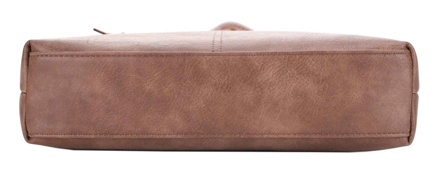 Yeni Double Front Zip Crossbody Bag With Guitar Strap | Taupe