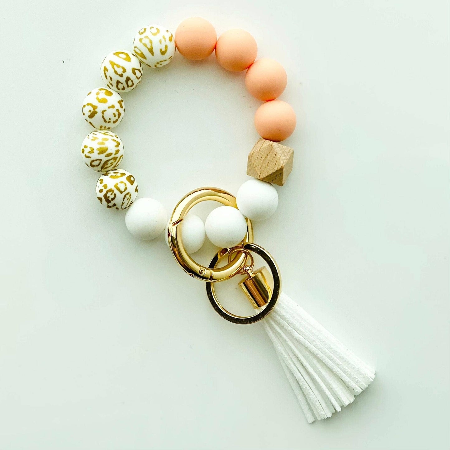 Bangle Keychain | Silicone Wristlet Key Ring | Bead Bracelet: Marble