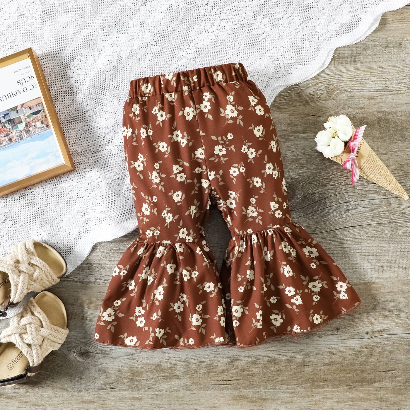 Felicity Top, Flared Pants + Headband Set: Brown