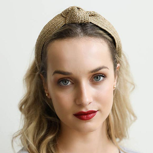 Bohemian Straw Rattan Knotted Headband | Natural