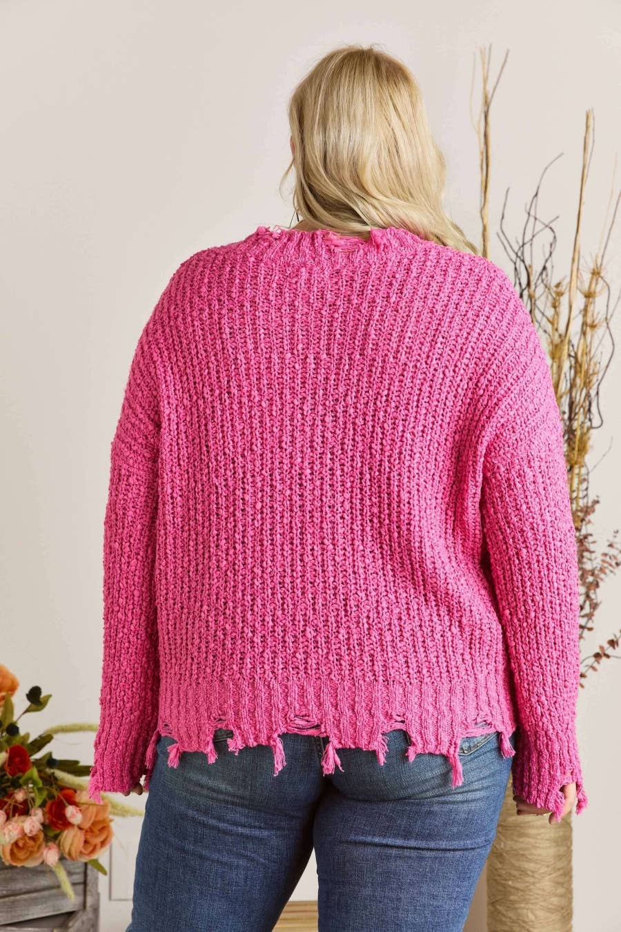 Dixie Plus Size Distressed Sweater | Olive