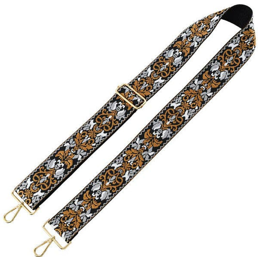 Boho Adjustable Women's Handbag Guitar Strap | Tan + Black