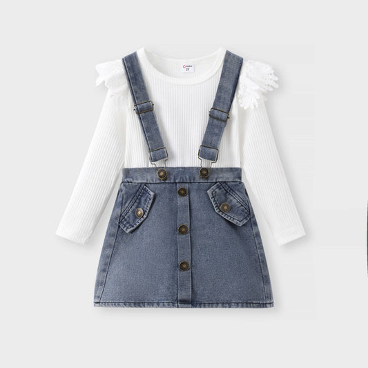 Polly Denim Overalls Set