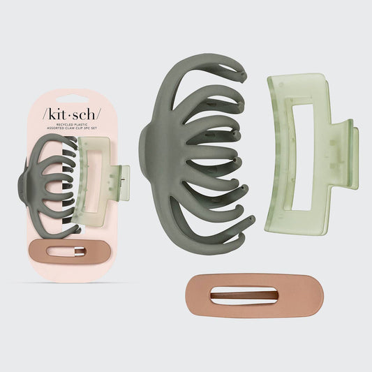 Recycled Plastic Assorted Claw Clip Set 3pc | Octopus