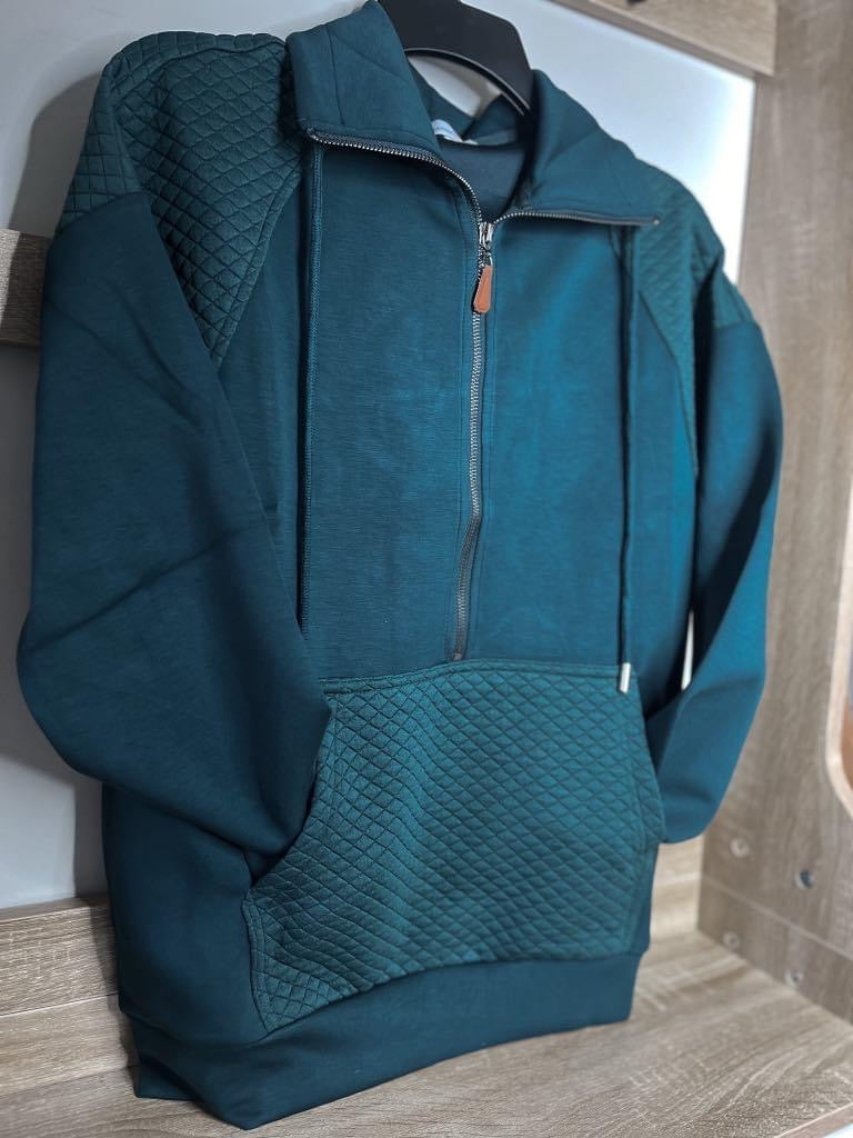 Quinn Quilted Half Zip Pullover - Beige