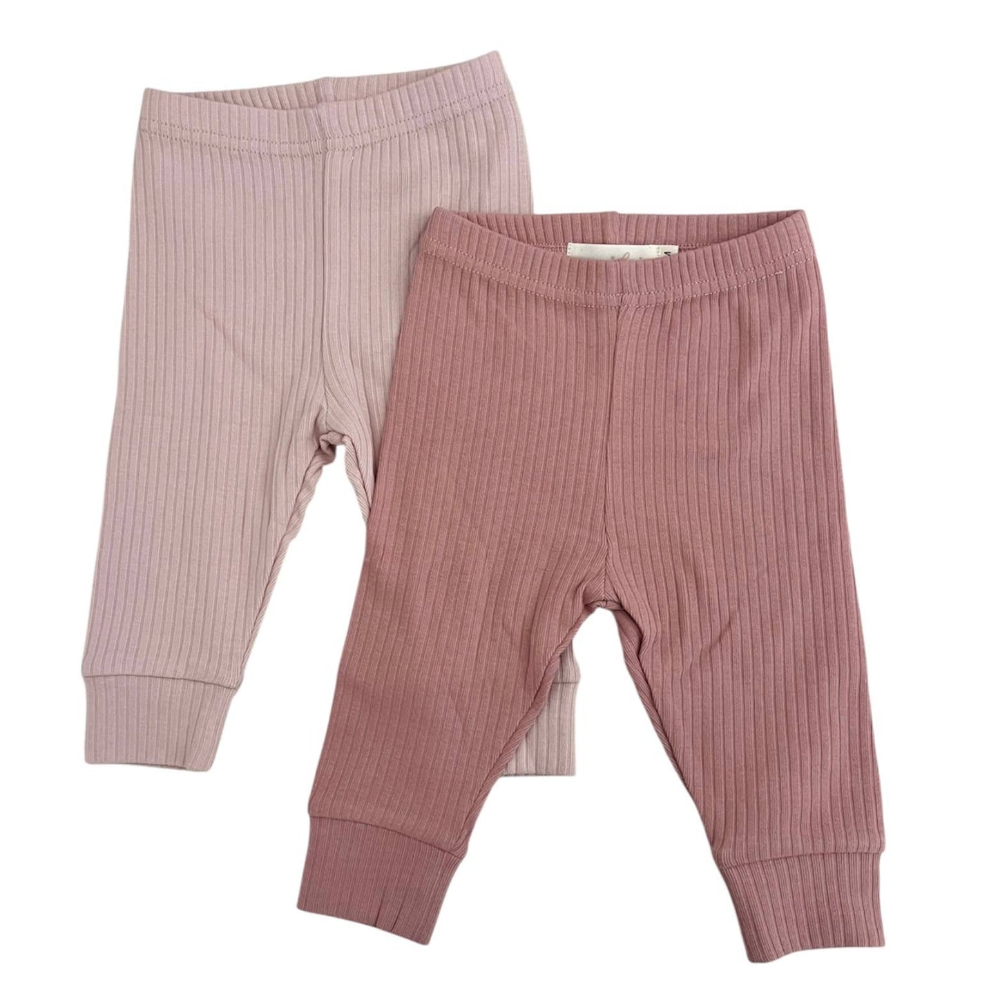 Karsynn Organic Cotton Ribbed Ruffle Romper + Leggings | Rose