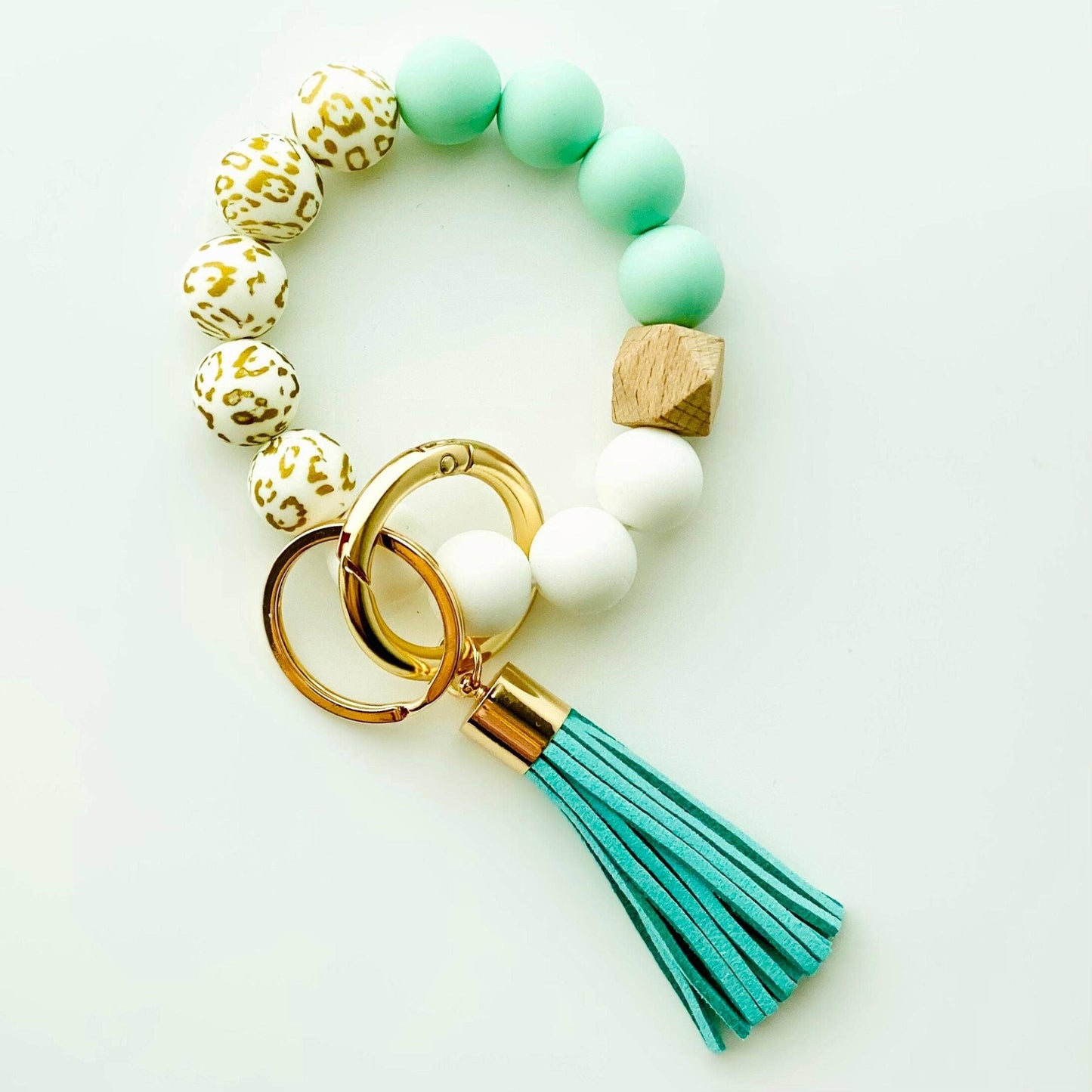 Bangle Keychain | Silicone Wristlet Key Ring | Bead Bracelet: Marble