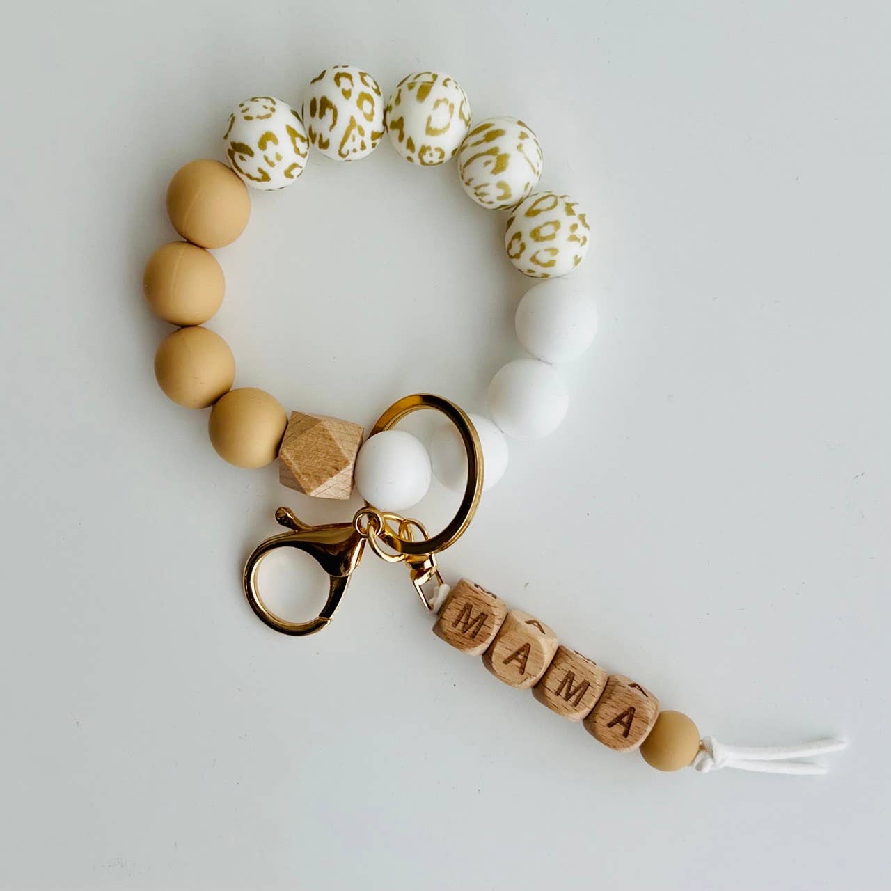 MAMA Bangle Keychain Silicone Wristlet Keyring Bead Bracelet: MAMA Mint