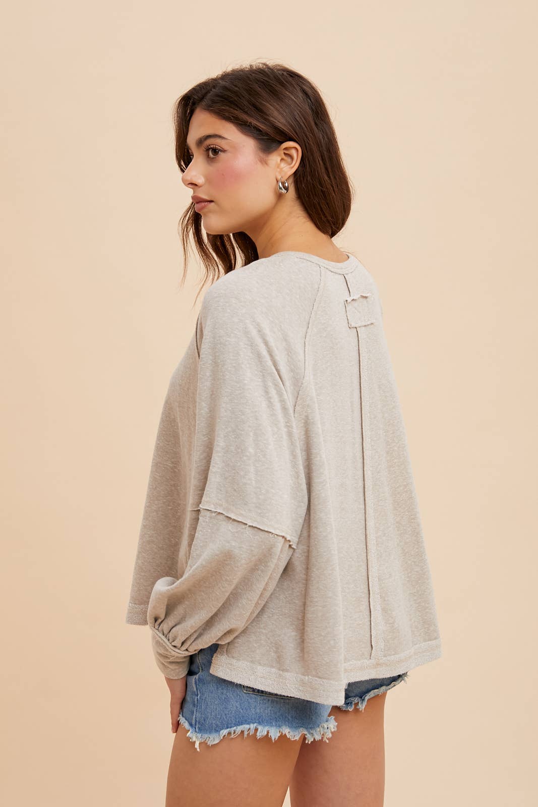 Cleo Mineral Washed Cotton Terry Pullover | Heather Gray