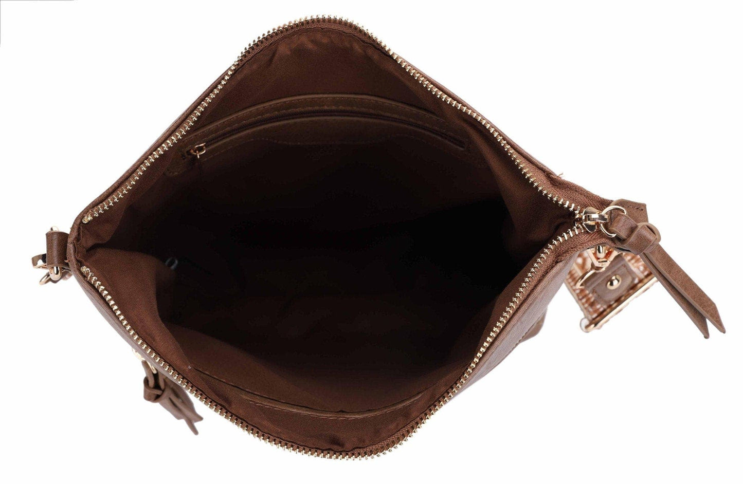 Yeni Double Front Zip Crossbody Bag With Guitar Strap | Black