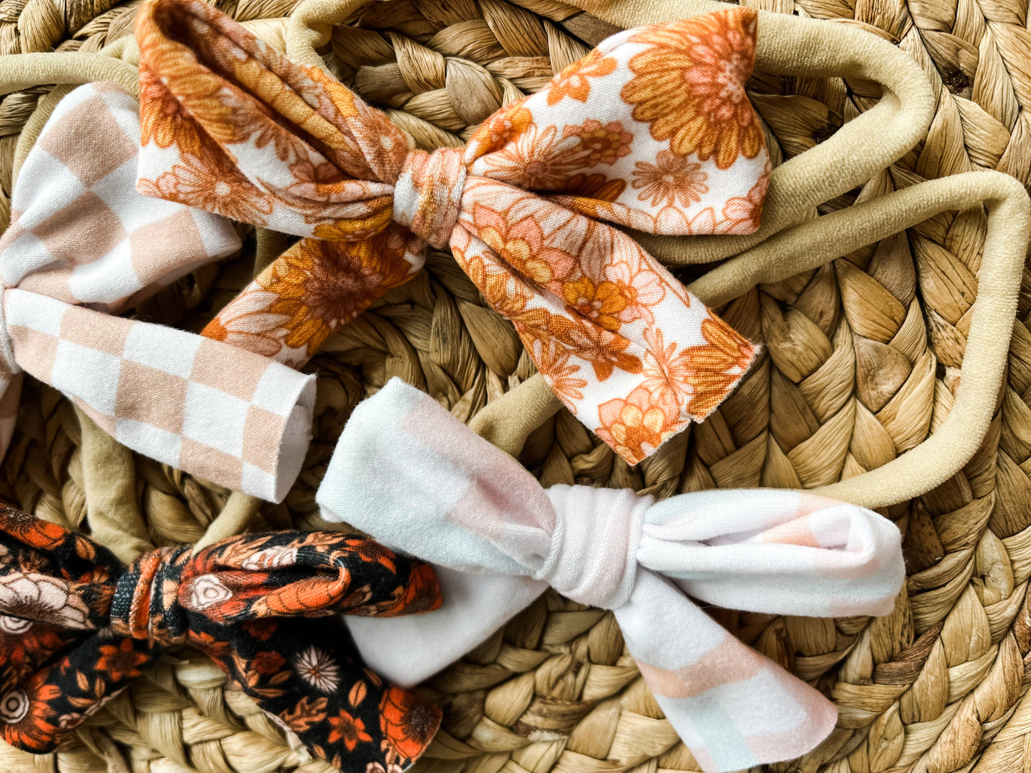 Simple Baby Bow Headbands: Pastel Plaid