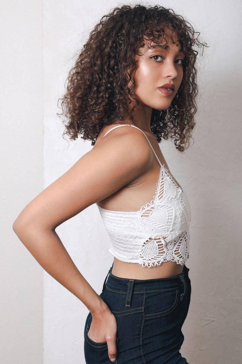 Vintage-Inspired Crochet Lace Overlay Bralette | Cinnamon